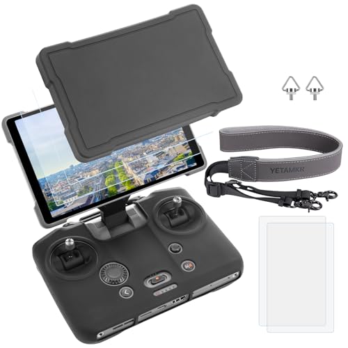 for DJI Mavic 4 RC Pro 2 Remote Control Silicone Case Sleeve/Controller Screen Protector & Adjustable PU Neck Strap & Standard Lanyard Screw Accessories (Lanyard+Tempered Film+Silicone case) - size: 11*35