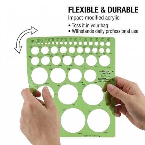 ALVIN, TD1204, Circle Master Template, Drawing and Drafting Tool for Artists, Architects, Design and Drafting, 7.25" x 8.25" x .030" - style: Combo Circle Master Template