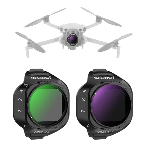 NEEWER Variable ND Filter Set Compatible with DJI Mini 5 Pro Drone Camera (ND2-32 + ND64-512), Snap On Adjustable Neutral Density Multicoated Optical Glass Lens Filter Photography Accessories, 2 Pack - size: Mini 5Pro, style: 2 Packs VND