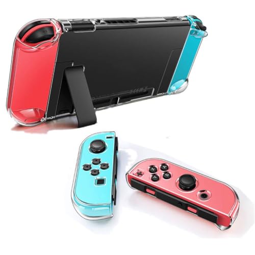 Dockable Clear Case for Nintendo Switch, VANJUNN 3 in 1 Protective Case Cover for Nintendo Switch and JoyCon Controller with Clear Grip Cover Shock-Absorption(Crystal Clear,NOT for Switch OLED)