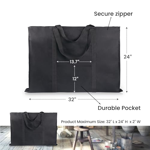 JJRING Dacron Art Portfolio Tote Bag 24'' x 32'' For 23'' x 31'' Black - size: 23''*31''