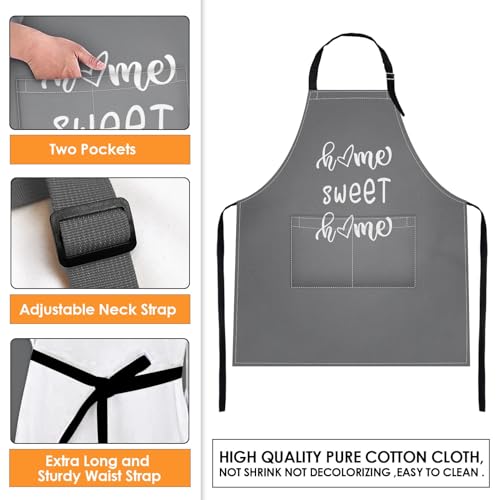 Britimes Apron with Pockets, 32x28 inch, 2 Pack, Grey Daisy - color: Flowers Daisy