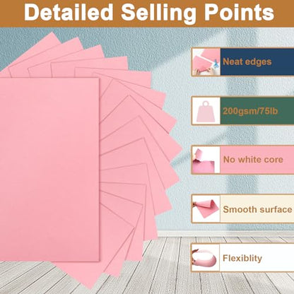Silunkia 40 Sheets Candy Pink Cardstock 8.5 x 11 Craft Paper 75lb - color: Pink