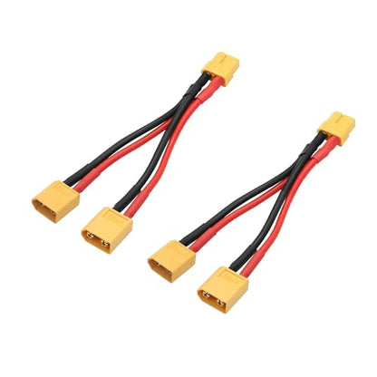 XT60 Parallel Y-Splitter 14AWG 1F-2M 10cm for Drone 2-Pack - style: XT60 1 Female to 2 Male Cable