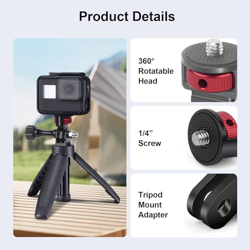 1/4" Aluminum Camera Mount Conversion Kit for Insta360 X4 X3/DJI Osmo Pocket 3/Go Pro 13/12/11/10,Lightweight Accessories Adapter for Tripod,Selfie Stick,Stabilizer & Action Gear