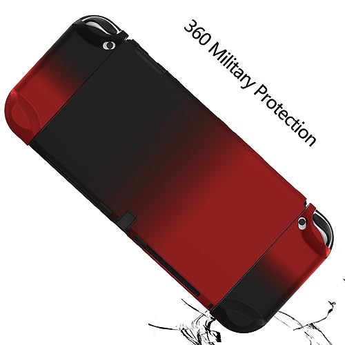COMCOOL Dockable Case for Nintendo Switch OLED - [9 FT Military Grade Drop Protection] [with Tempered Glass Screen Protector] Cute Kawaii Protective Cover Shell for Nintendo Switch OLED - Black Red - color: Red Black