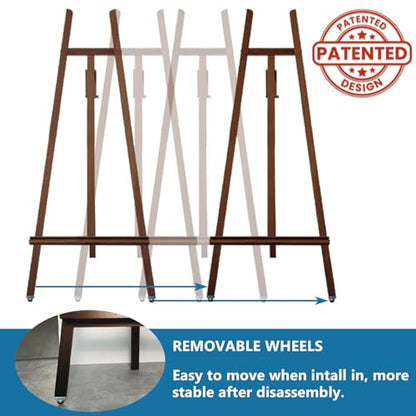A-Frame Wooden Display Easel, Lyre Beechwood Studio Easel Stand, Brown - color: Brown