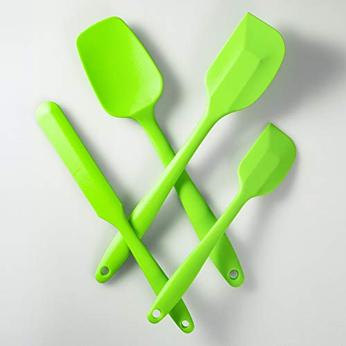 4-Piece Silicone Spatula Set with Stainless Steel Core, Green - color: Green