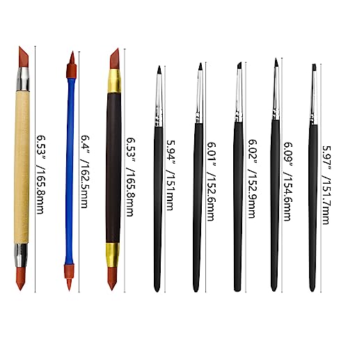 TOVOT 8PCS Silicone Paint Brushes Kit Double-Ended Silicone Clay Tools Rubber Paint Brushes for Crafts Modeling Craving Shaping