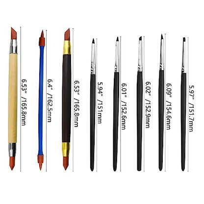 TOVOT 8PCS Silicone Paint Brushes Kit Double-Ended Silicone Clay Tools Rubber Paint Brushes for Crafts Modeling Craving Shaping
