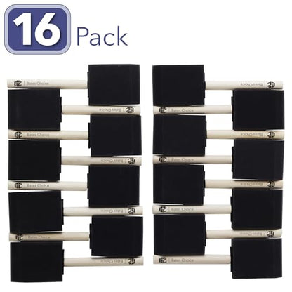 Bates- Foam Paint Brushes, 2 Inch, 16 Pack, Wooden Handle - color: Black, size: 2 Inch, 16 Pack