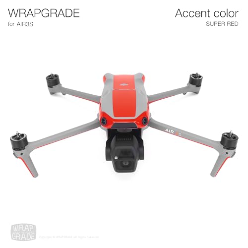 WRAPGRADE Skin Decal Sticker Accent Color Compatible with DJI Air 3S (Super Red) - color: Super Red