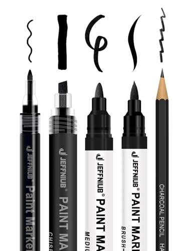 5 Black Paint Pens, Black Acrylic Paint Markers for Drawing - color: Black