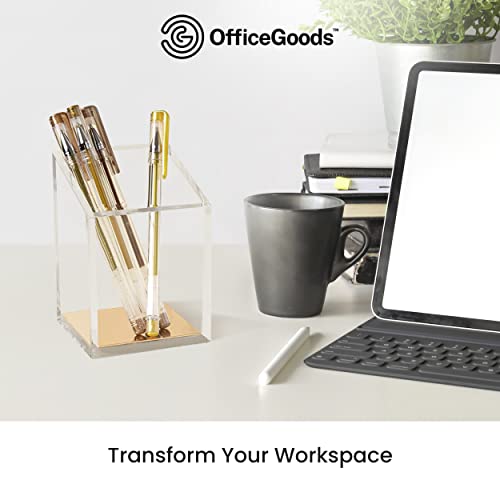 OfficeGoods Acrylic Pen and Pencil Holder, Gold - color: Gold