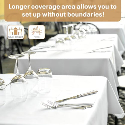 54IN X 600FT Plastic Table Cover Roll with Cutter Box, Cut to Size Plastic Table Cloths for Parties, Birthday, (White, 54"x7680"(Rectangular)) - color: White, size: 7680" x 54" (Rectangular)