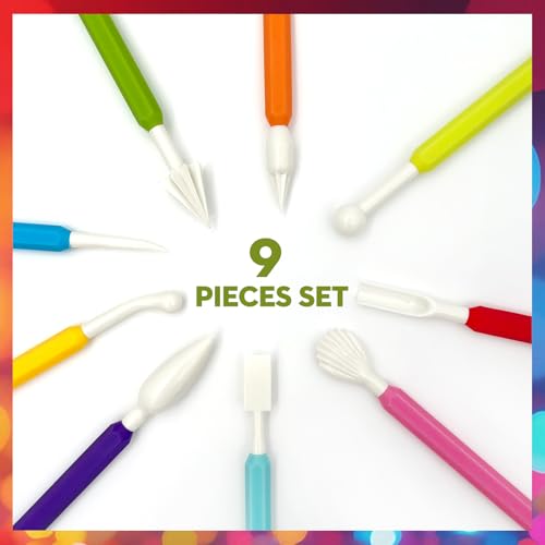 9-Piece Plastic Clay Sculpting Tool Kit – Air-Dry & Polymer Clay Modeling Set with Easy-Grip Handles