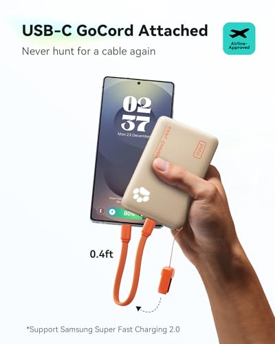 INIU 10000mAh 45W Fast Charging Portable Charger, Smaller Travel Power Bank - color: Beige