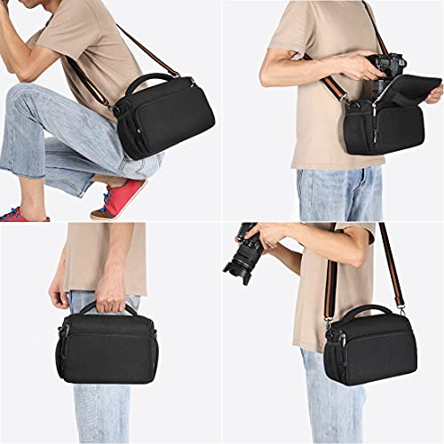 DOMISO Camera Bag Case Waterproof Anti-Shock Shoulder Bag, Black - color: Black