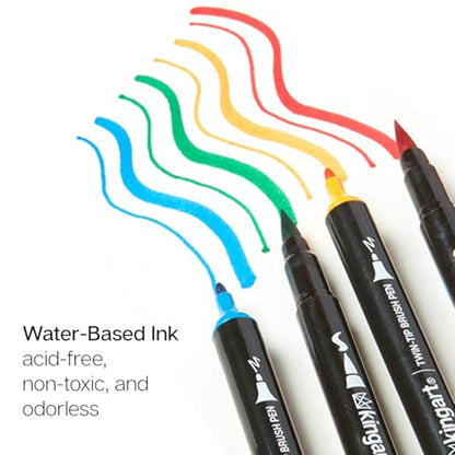 KINGART PRO 445-24 Dual Twin-Tip Brush Pens, Multicolor, 24-Colors