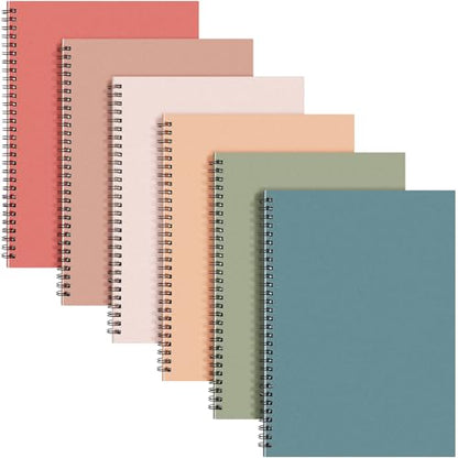 Fuutreo 6 Pack Spiral Notebook 10.5x7.45 Notebook,Retro Series,Classical - color: Retro Series