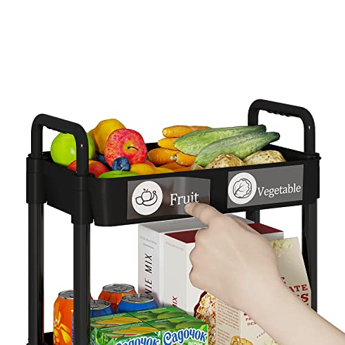 4 Tier Rolling Cart with Wheels, Utility Storage Carts,Black - color: Black, size: 4-Tier