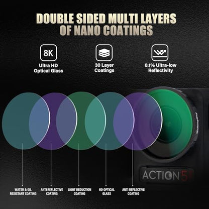 Walking Way Camera Lens Filters ND PL Set Compatible with DJI Osmo Action 4/5 Pro Accessories Kit, 4 Pack CPL ND8 ND16 ND32 Camera Lens Polarizing Neutral Density Filters Multicoated HD Optical Glass - style: CPL/ND8/ND16/ND32