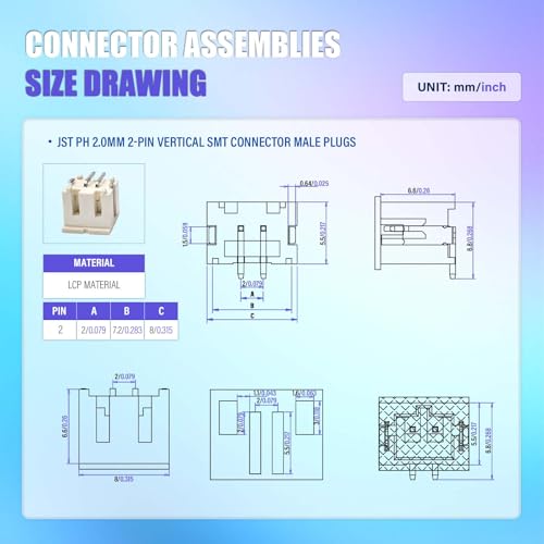 CQRobot JST PH 2.0mm Pitch 2-Pin Vertical SMT Header Electronic Connector