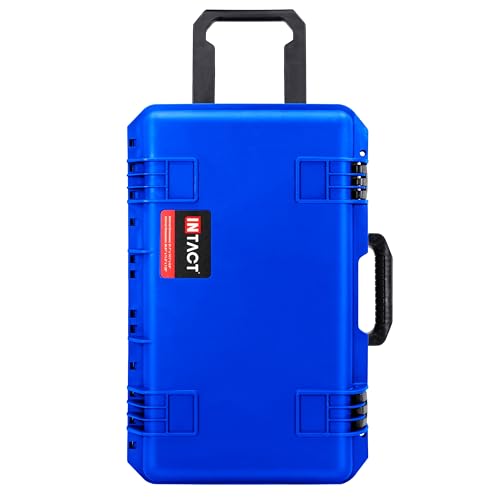 Eylar 22" Intact Premium Series Rolling Carry-On Hard Case with Wheels, IP67 Waterproof Crushproof, TSA Approved Travel Luggage, Customizable Pluck Foam for Cameras, Drones, Gear (Blue) - color: Blue
