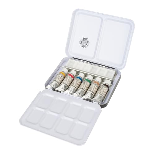 Schmincke - HORADAM® AQUARELL compact box of the RETRO Line with 6 finest watercolors, 74648097, metal box, painting set, 6 x 5 ml tubes and 6 half empty pots