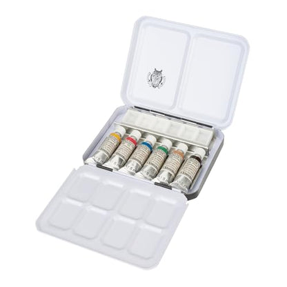 Schmincke - HORADAM® AQUARELL compact box of the RETRO Line with 6 finest watercolors, 74648097, metal box, painting set, 6 x 5 ml tubes and 6 half empty pots