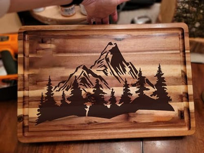 Mountain Tree Stencils for Painting Forest Animal Stencils for Wood Burning - style: Mountain