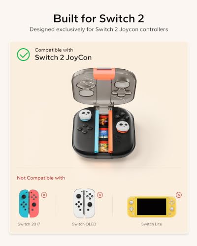 JEMDO Joycon Storage Case for Nintendo Switch 2, Slim Hard Shell Carrying Case with 3 Game Card Slots & Wrist Strap, Shockproof Scratch Resistant Protective Box, Lightweight Portable for Travel - style: Controller Case