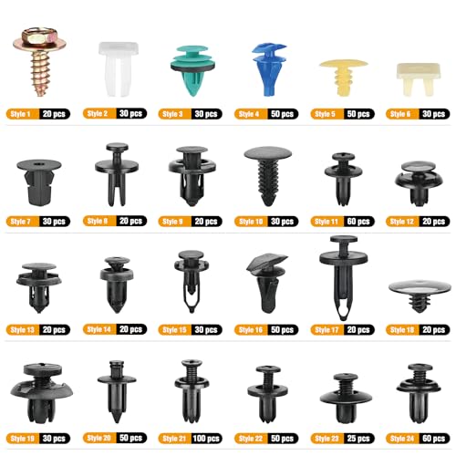GOOACC 900Pcs Plastic Rivets and Auto Body Fasteners Assortment - color: 855Pcs Clips + 45 Remover