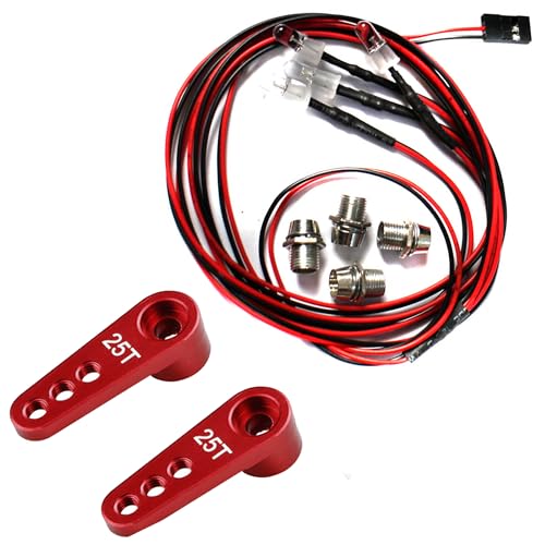 4LED Light Headlights Taillight Kit Accessories & Metal 25T Servo Horn M3 Threads Steering Arm Server Rocker