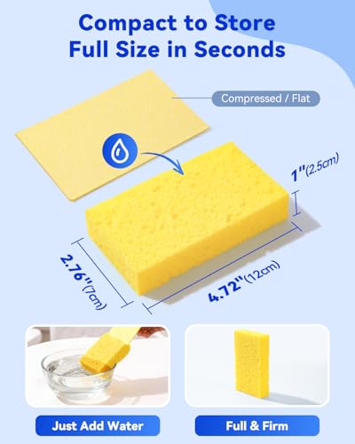 Temede Cellulose Sponges, Heavy Duty Kitchen Sponges, Non-Scratch, 6 Pack - size: 6 Count (Pack of 1)
