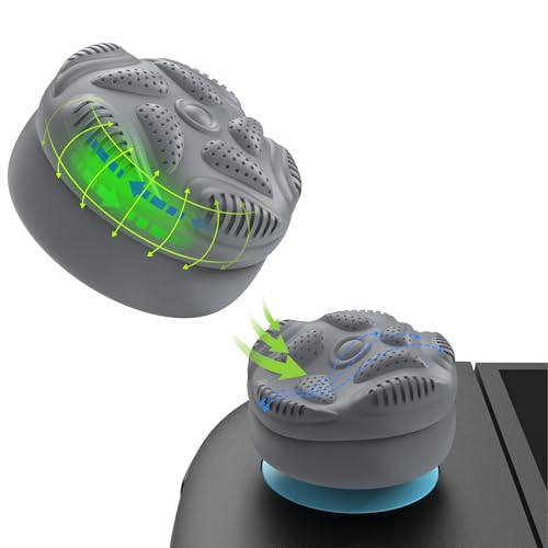 PlayVital for Switch 2 Thumbs Cushion Caps Thumb Grips (4-Pack) | Silicone Joystick Grip Cover for Nintendo Switch 2 Joycon, Anti-Slip Raindrop Texture Design - New Hope Gray - color: New Hope Gray