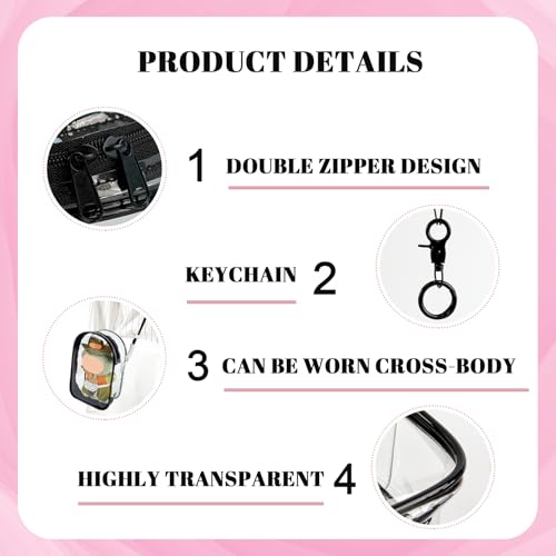 NZNDB Large Clear Figure Display Bag with Keychain Case Blind Box - color: Black Standing