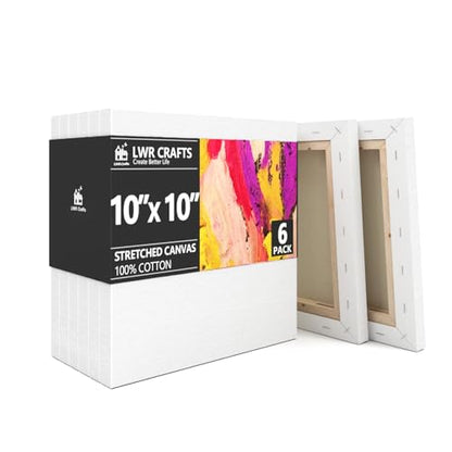 LWR CRAFTS Stretched Canvas 10" X 10" Pack of 6 - size: 10"x10"x6
