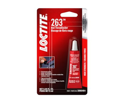 LOCTITE 263 Automotive Threadlocker Red – High Strength Thread Lock, General Purpose Applications, Oil Tolerant, Fluorescent - 6 ml, 1 Pack - size: 6 ml, 1 Pack, style: 6-ml