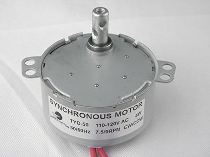 TYD-50 Small Synchronous Gear Motor 110V AC 7.5-9RPM CW/CCW Turntable Motor Brush Motor - size: 7.5/9RPM CW/CCW