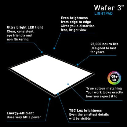 Daylight Wafer 3 Light Pad (A2+) Dimmable with Memory Function, Perfect for Tracing, Sketching, Scrapbooking and Other Craft Projects,18X23.5 inches, Black - style: Wafer3 (A2+)