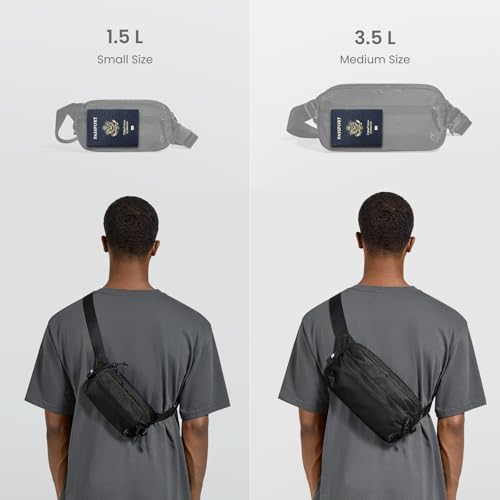 tomtoc 3.5L Sling Bag with RFID Blocking Crossbody Chest Pack for Men Women - color: Black, size: 3.5L
