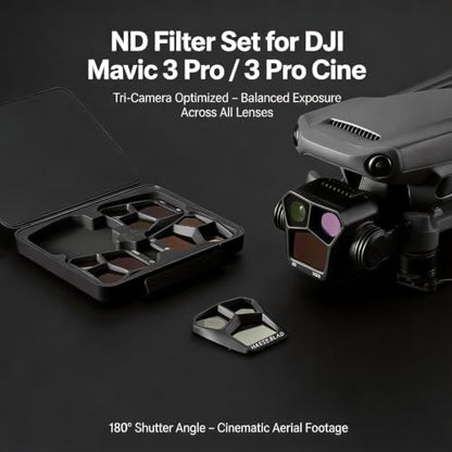 for DJI Mavic 3 Pro ND Filters Set, ND8/ND16/ND32/ND64, Optimized for Triple-Camera System, Balanced Exposure, Smooth 180° Shutter Angle Video