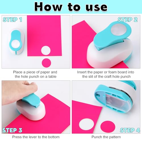CHENGU 3 Pack Circle Hole Punch 2"/1"/0.6", Blue - color: Blue, style: Circle