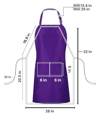 Utopia Kitchen Bib Aprons 10 Pack Adjustable With 2 Pockets - color: Purple