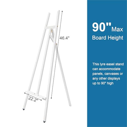 A-Frame Wooden Display Easel, Lyre Beechwood Studio Easel Stand, White - color: White