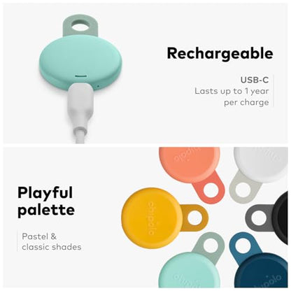 Chipolo LOOP - Rechargeable Bluetooth Tracker for Key and Pocket Location, Compatible with Apple or Google, Call Your Phone & Out of Range Alerts for Android (Mint) - color: Mint