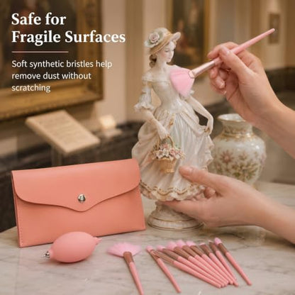 Ferrochef 12 Pcs Model Cleaning Brush Kit Figurine Dusting Brush, Pink - color: Pink