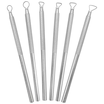 6-Piece Aluminum Clay Sculpting & Carving Tool Set – Silver Craft Modelling Scrapers for Pottery, Polymer & Wax