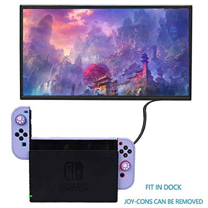 COMCOOL Dockable Case for Nintendo Switch 3 in 1 Protective Cover Case for Nintendo Switch and Joy-Con Controller with Screen Protector and Thumb grips - Purple - color: Purple
